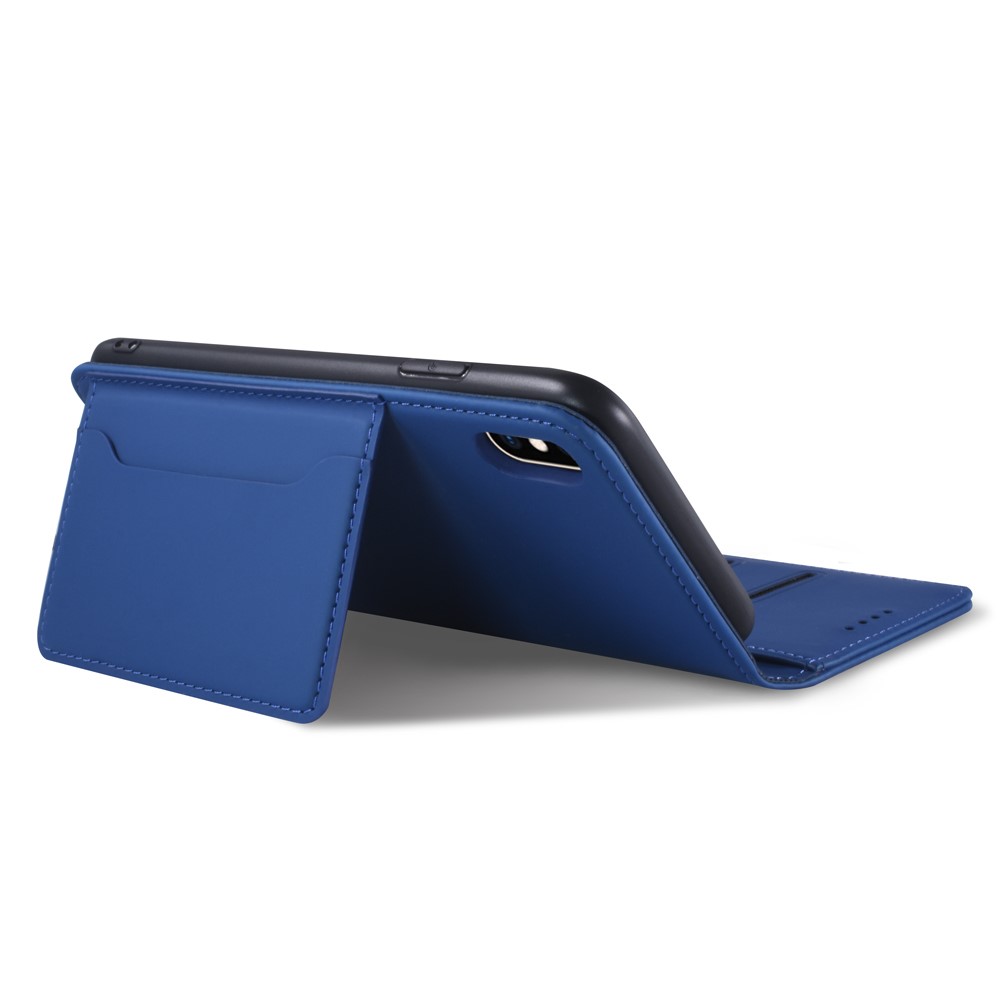 Contacto De Silicona Cubierta De Soporte De La Carpeta De Cuero Líquido Para Iphone XS Max 6,5 Pulgadas - Azul-7