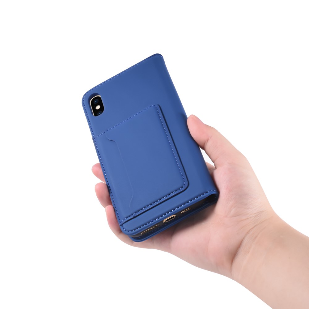 Contacto De Silicona Cubierta De Soporte De La Carpeta De Cuero Líquido Para Iphone XS Max 6,5 Pulgadas - Azul-8