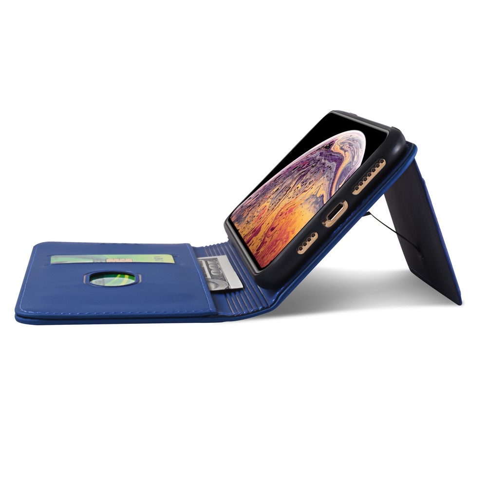 Contacto De Silicona Cubierta De Soporte De La Carpeta De Cuero Líquido Para Iphone XS Max 6,5 Pulgadas - Azul-9