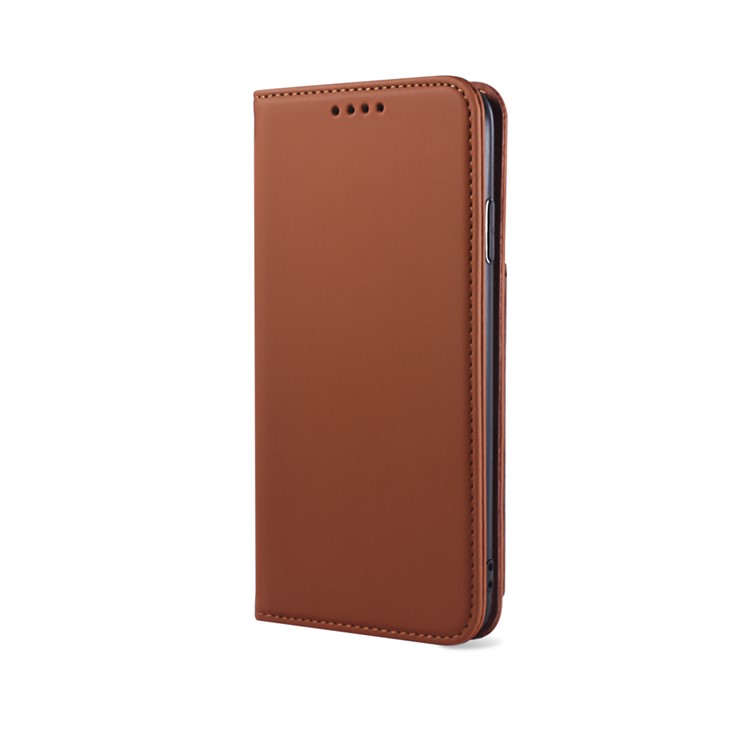Liquid Silicone Touch Leather Wallet Stand Cover for iPhone XS Max 6.5 inch - Brown-5