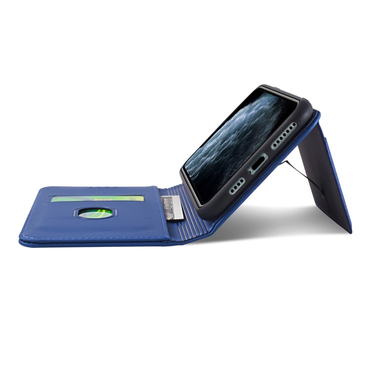 Liquid Silicone Touch Leather Wallet Stand Case for iPhone 11 Pro Max 6.5 inch - Blue-6