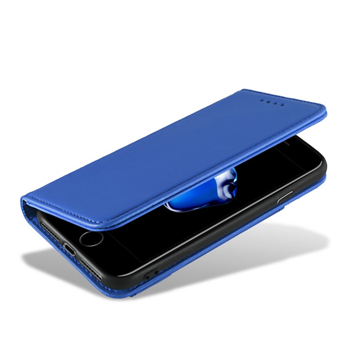 Liquid Silicone Touch Leather Wallet Cover Case for iPhone SE (2nd Generation)/8/7 - Blue-10