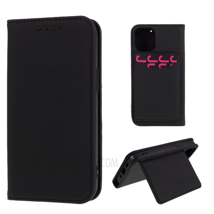 Liquid Silicone Touch with Leather Wallet Stand Case for iPhone 12 5.4 inch - Black-1