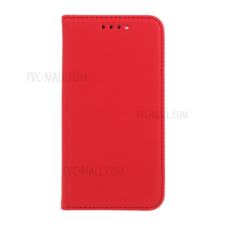 Liquid Silicone Touch with Leather Wallet Stand Case for iPhone 12 mini - Red-1