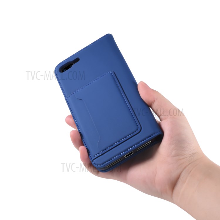 Liquid Silicone Touch Leather Wallet Stand Case for iPhone 8 Plus/7 Plus 5.5 inch - Blue-10