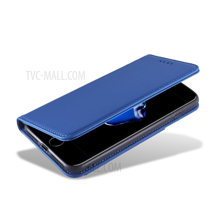 Liquid Silicone Touch Leather Wallet Stand Case for iPhone 8 Plus/7 Plus 5.5 inch - Blue-8