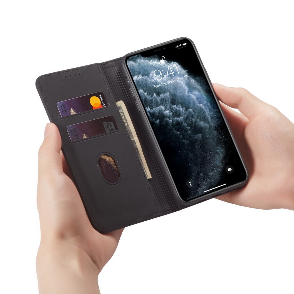 Liquid Silicone Touch Leather Wallet Stand Case for iPhone 11 Pro 5.8 inch - Black-13