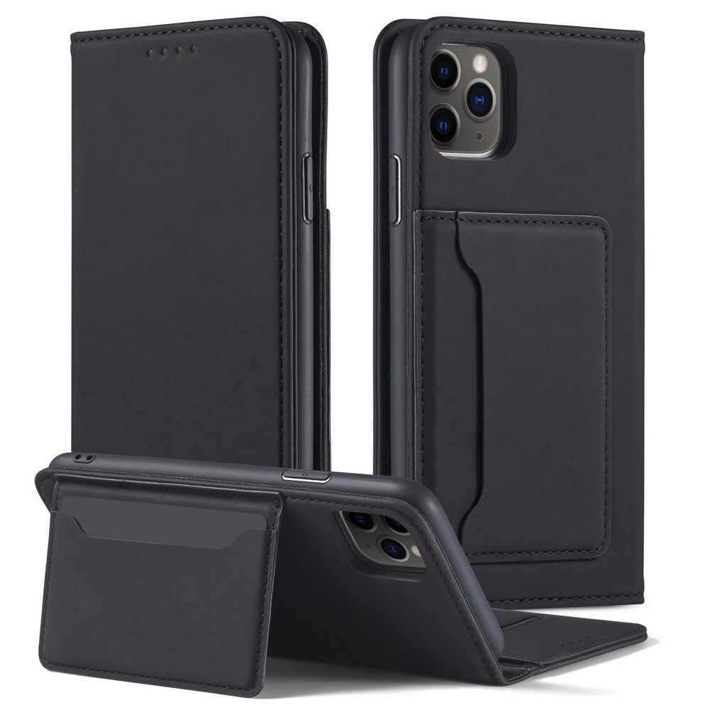 Liquid Silicone Touch Leather Wallet Stand Case for iPhone 11 Pro 5.8 inch - Black-2