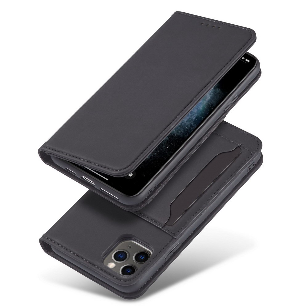 Liquid Silicone Touch Leather Stand Stand Caso Para Iphone 11 Pro 5,8 Polegadas - Preto-3