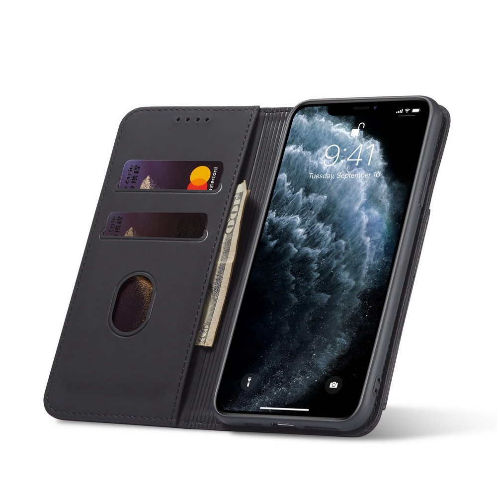 Liquid Silicone Touch Leather Wallet Stand Case for iPhone 11 Pro 5.8 inch - Black-8