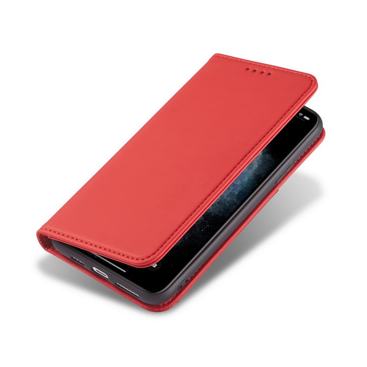 Liquid Silicone Touch Leather Stand Stand Caso Para Iphone 11 Pro 5,8 Polegadas - Vermelho-10