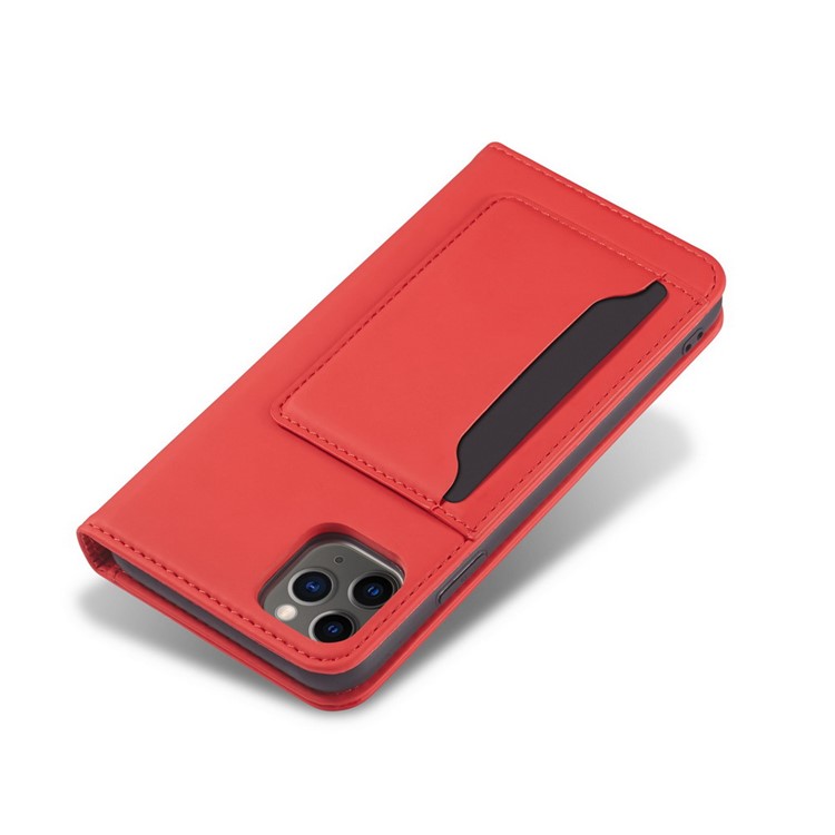 Liquid Silicone Touch Leather Stand Stand Caso Para Iphone 11 Pro 5,8 Polegadas - Vermelho-11