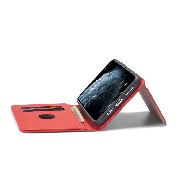 Liquid Silicone Touch Leather Stand Stand Caso Para Iphone 11 Pro 5,8 Polegadas - Vermelho