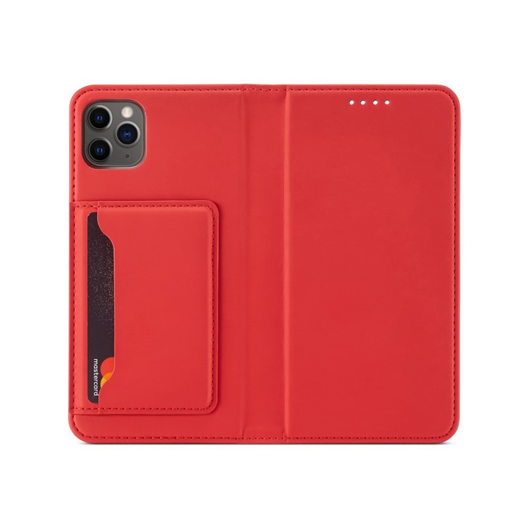 Liquid Silicone Touch Leather Willet Stand Para Iphone 11 Pro 5.8 Pulgadas - Rojo