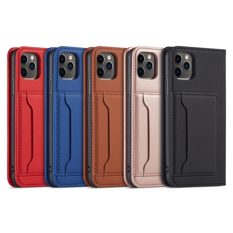 Liquid Silicone Touch Leather Stand Stand Caso Para Iphone 11 Pro 5,8 Polegadas - Vermelho