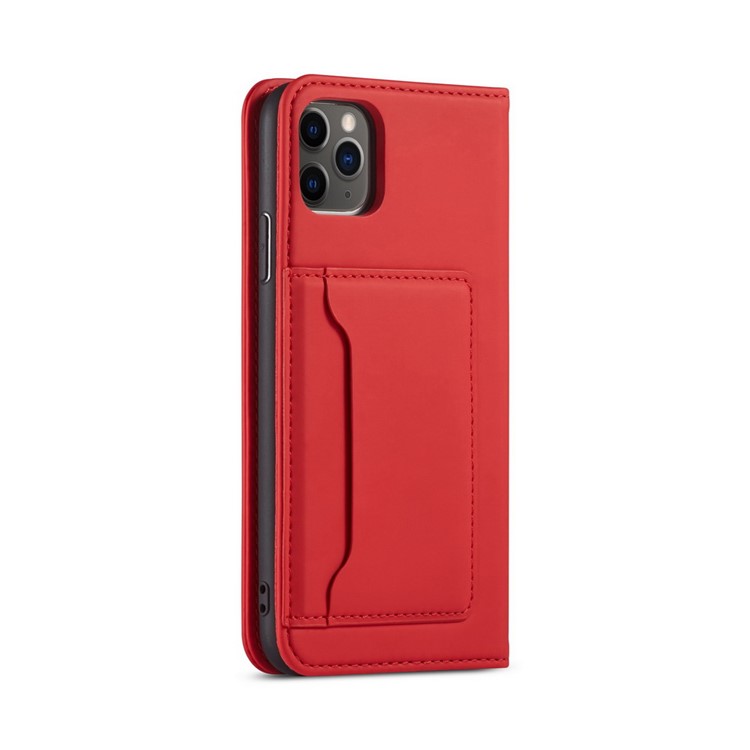 Liquid Silicone Touch Leather Wallet Stand Case for iPhone 11 Pro 5.8 inch - Red-7