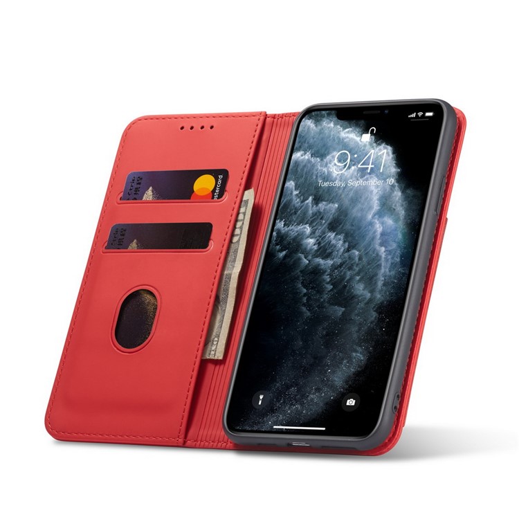 Liquid Silicone Touch Leather Wallet Stand Case for iPhone 11 Pro 5.8 inch - Red-8