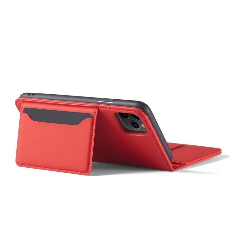 Liquid Silicone Touch Leather Wallet Stand Case for iPhone 11 Pro 5.8 inch - Red-9