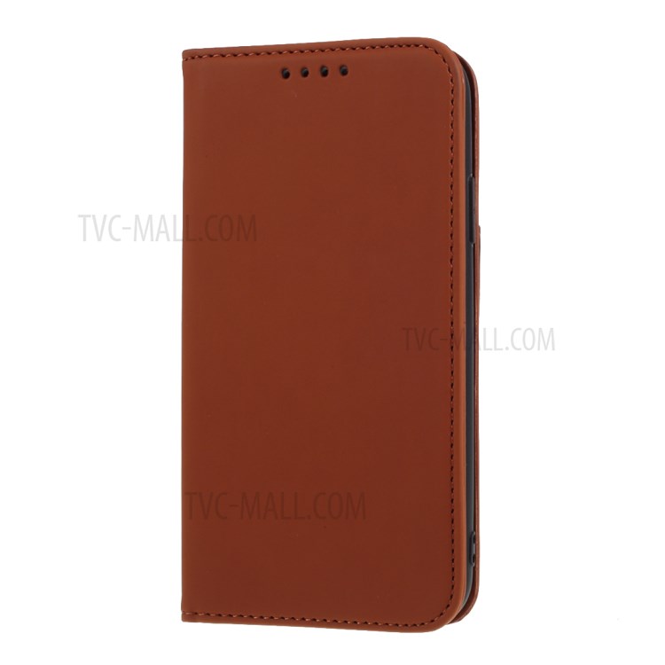 Liquid Silicone Touch Leather Unique Case for iPhone 11 6.1 inch - Brown-2