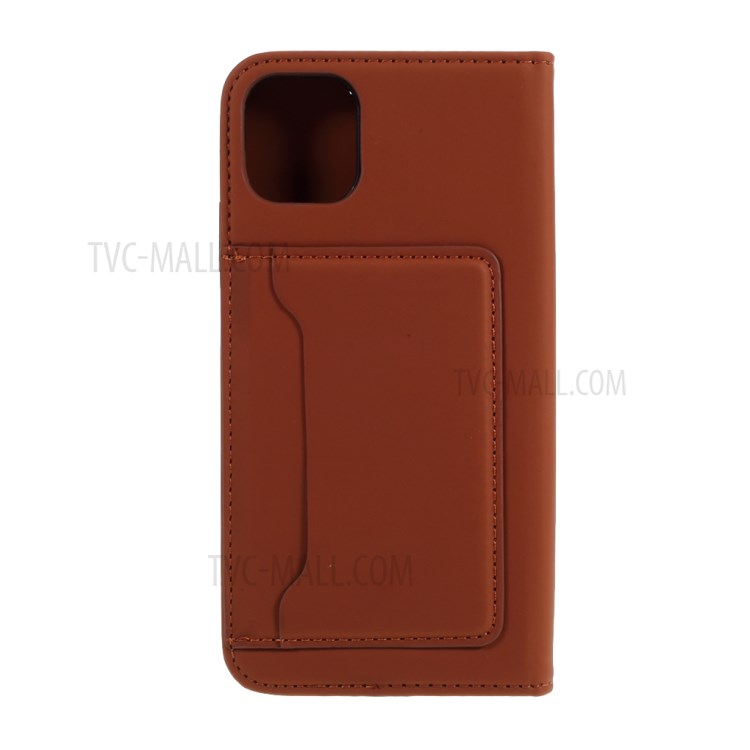 Liquid Silicone Touch Leather Unique Case for iPhone 11 6.1 inch - Brown-3