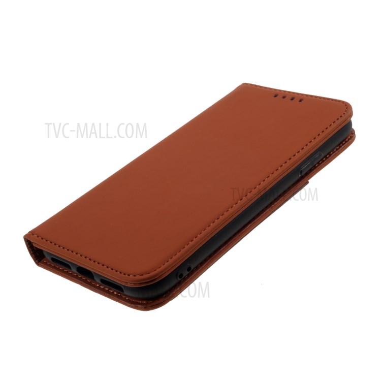 Liquid Silicone Touch Leather Unique Case for iPhone 11 6.1 inch - Brown-4