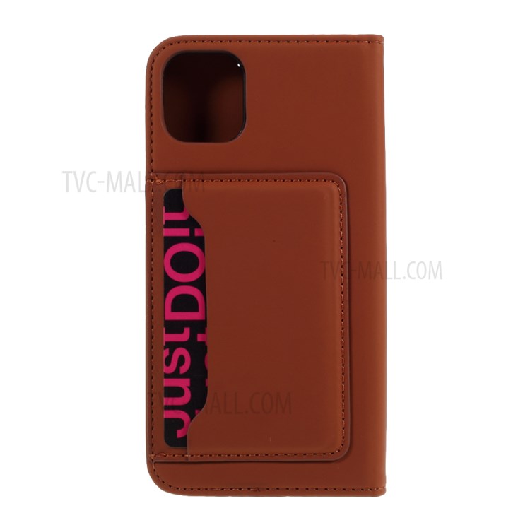Liquid Silicone Touch Leather Unique Case for iPhone 11 6.1 inch - Brown-5