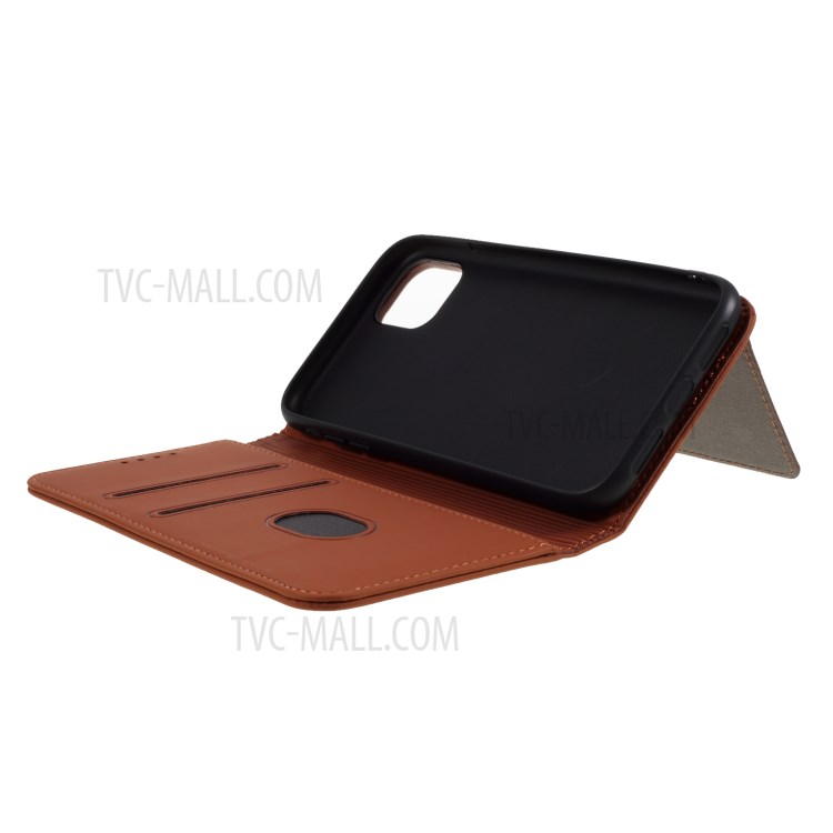 Liquid Silicone Touch Leather Unique Case for iPhone 11 6.1 inch - Brown-7