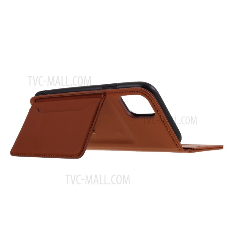 Liquid Silicone Touch Leather Unique Case for iPhone 11 6.1 inch - Brown-8