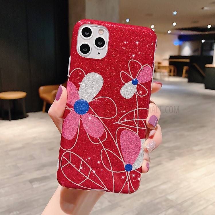 Flash Powder Pattern Printing TPU Case for iPhone 11 Pro 5.8 inch - Red Flower-1