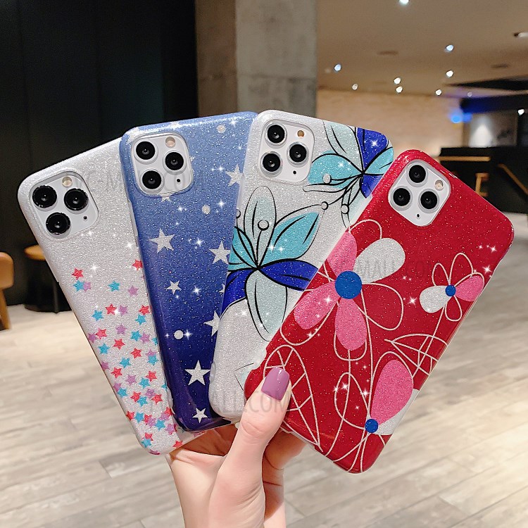 Flash Powder Pattern Printing TPU Case for iPhone 11 Pro 5.8 inch - Red Flower-6