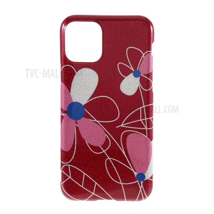 Flash Powder Pattern Printing TPU Cover for iPhone 11 Pro Max 6.5 inch - Red Flower-1