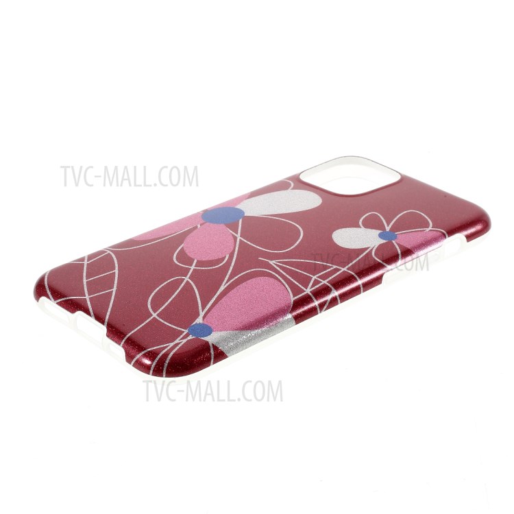 Flash Powder Pattern Printing TPU Cover for iPhone 11 Pro Max 6.5 inch - Red Flower-4