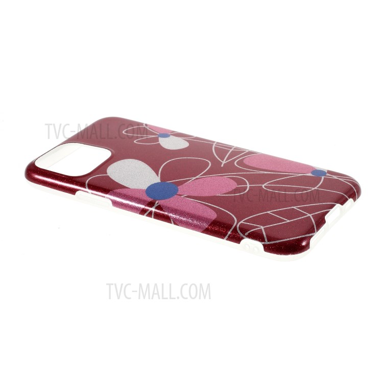 Flash Powder Pattern Printing TPU Cover for iPhone 11 Pro Max 6.5 inch - Red Flower-5