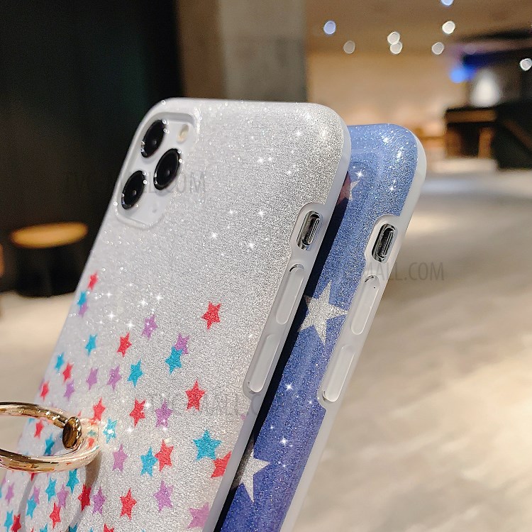 Flash Powder Pattern Printing TPU Case with Ring Kickstand for iPhone 11 Pro Max 6.5 inch - Colorful Stars-4