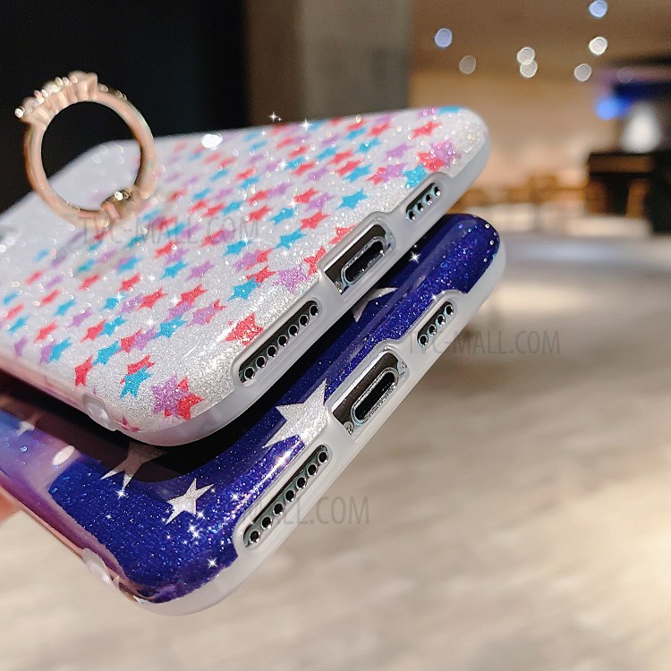 Flash Powder Pattern Printing TPU Case with Ring Kickstand for iPhone 11 Pro Max 6.5 inch - Colorful Stars-5