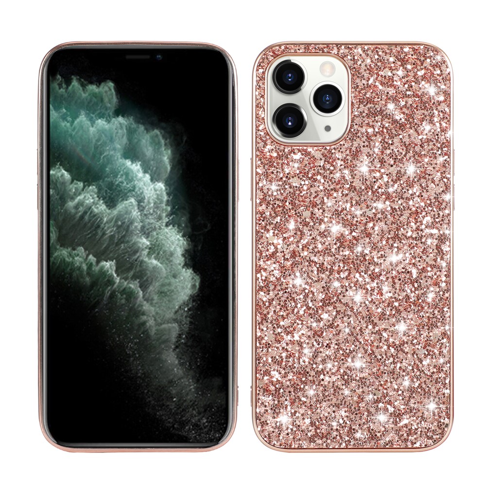 Glittering Sequins Plated TPU Frame + PC Shell for iPhone 12 mini - Rose Gold-1