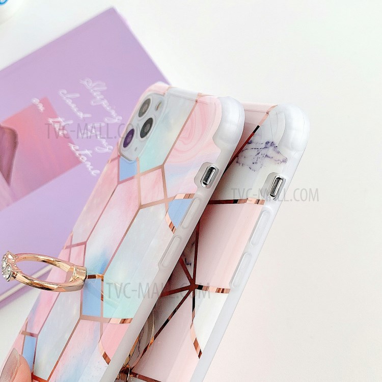 Marble Pattern Plating IMD Kickstand TPU Shock Resistant Case for iPhone 11 Pro 5.8 inch - Style A-4
