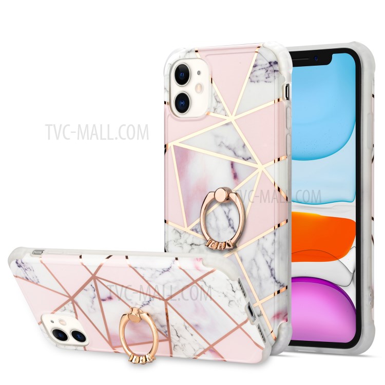 Marble Pattern Electroplating IMD TPU Case with Ring Kickstand for iPhone 11 6.1 inch - Style A-1