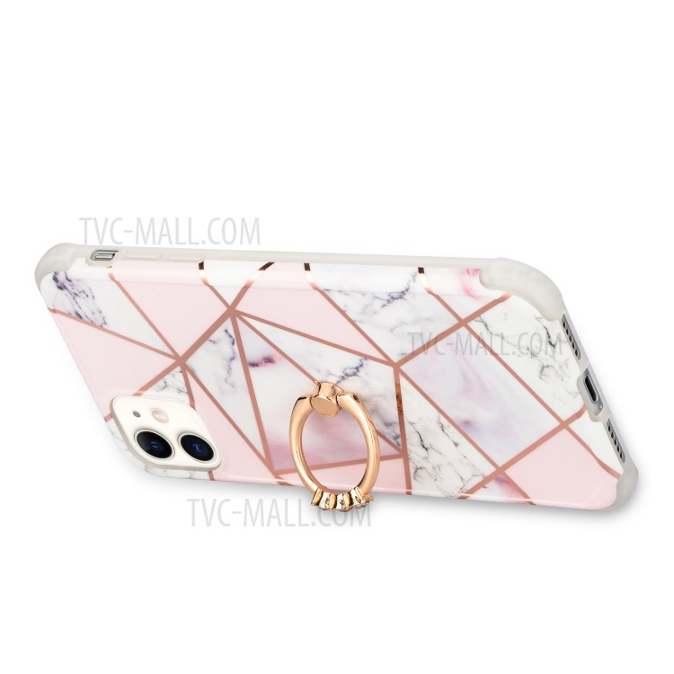 Marble Pattern Electroplating IMD TPU Case with Ring Kickstand for iPhone 11 6.1 inch - Style A-3