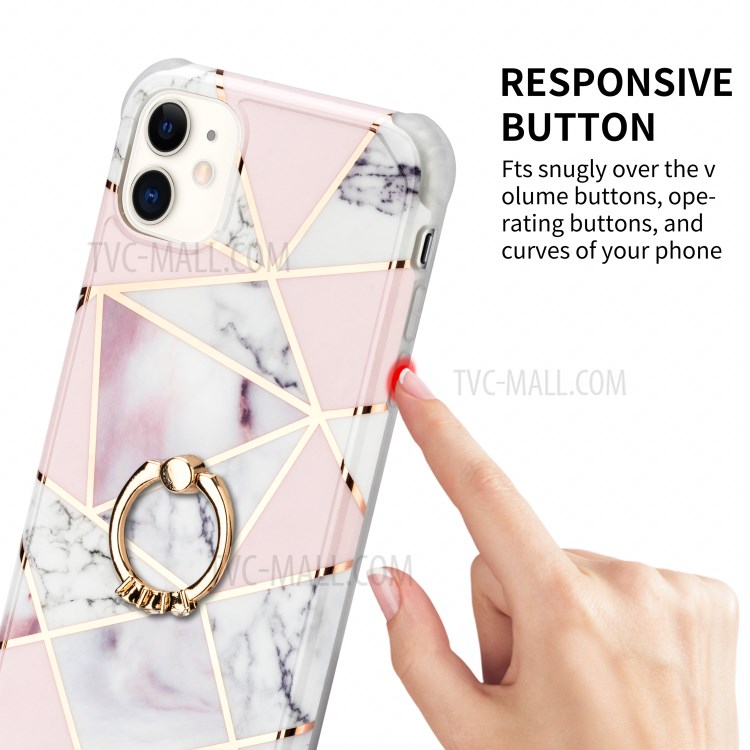 Marble Pattern Electroplating IMD TPU Case with Ring Kickstand for iPhone 11 6.1 inch - Style A-5