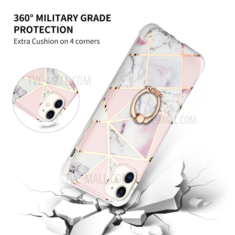 Marble Pattern Electroplating IMD TPU Case with Ring Kickstand for iPhone 11 6.1 inch - Style A-6