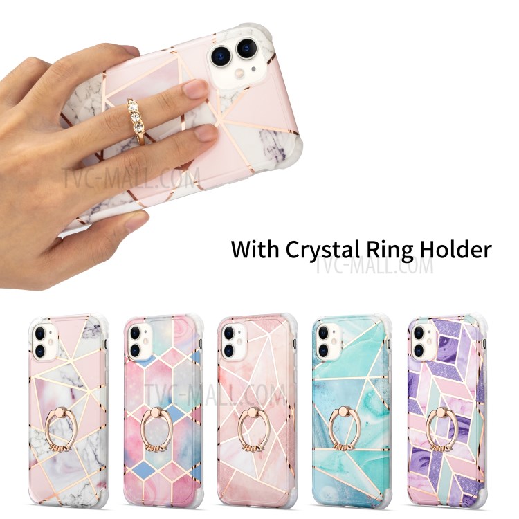 Marble Pattern Electroplating IMD TPU Case with Ring Kickstand for iPhone 11 6.1 inch - Style A-8