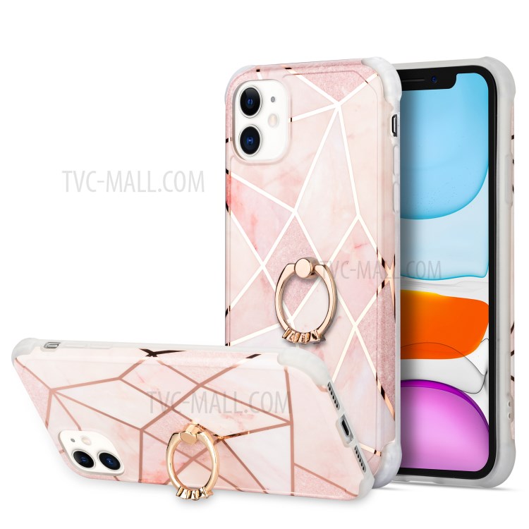 Marble Pattern Electroplating IMD TPU Case with Ring Kickstand for iPhone 11 6.1 inch - Style C-1