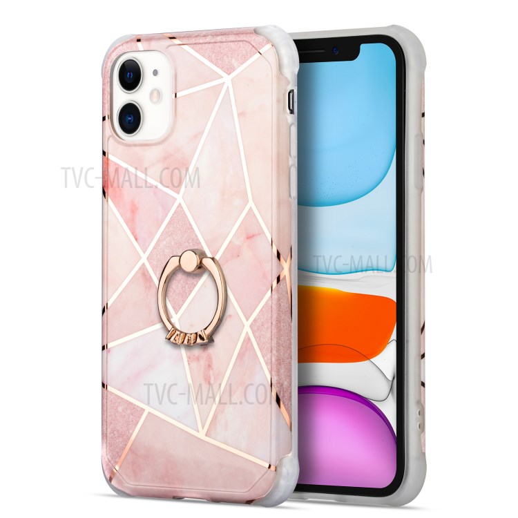 Marble Pattern Electroplating IMD TPU Case with Ring Kickstand for iPhone 11 6.1 inch - Style C-2