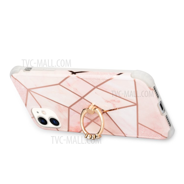 Marble Pattern Electroplating IMD TPU Case with Ring Kickstand for iPhone 11 6.1 inch - Style C-3