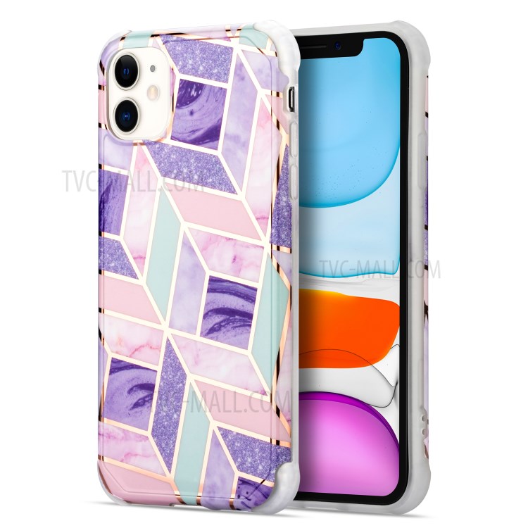 Caso De Vuelta De Mármol Patrón Galvanoplastia IMD TPU Para El IPhone 11 6,1 Pulgadas - Estilo E-1