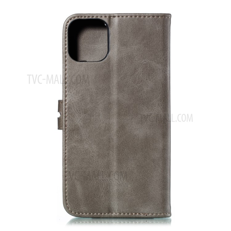 Imprinted Cat Pattern Wallet Leather Stand Case for iPhone 12 Pro Max 6.7 inch - Grey-3