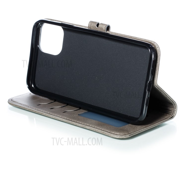 Imprinted Cat Pattern Wallet Leather Stand Case for iPhone 12 Pro Max 6.7 inch - Grey-6