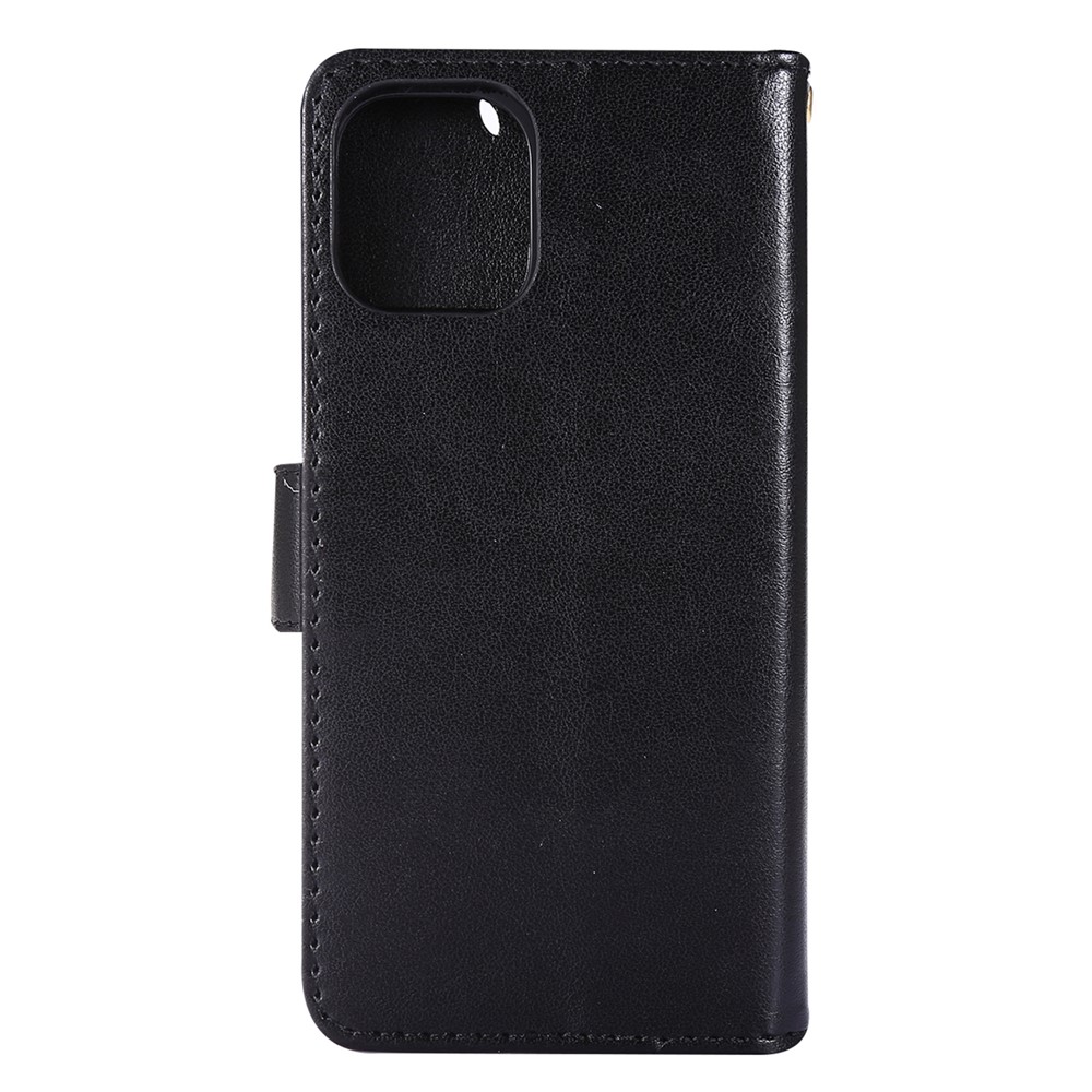Imprint Butterfly Flower Leather Case with Strap for iPhone 12 5.4 inch - Black-3