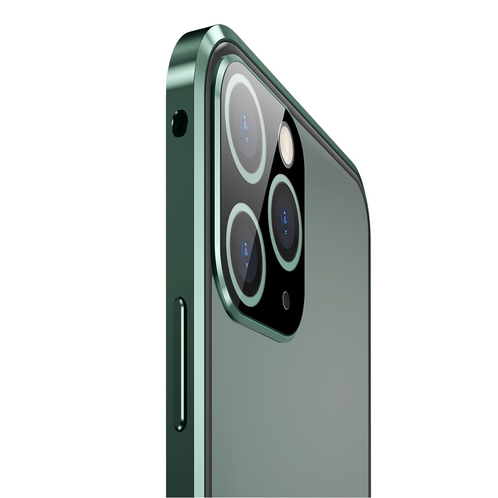 Moldura De Metal De Instalação Magnética + Vidro Temperado Cobertura Completa Cobertura HD Dual Sided Tansparent Vidro Temperado Para IPhone 11 Pro Max 6.5 Polegadas - Verde